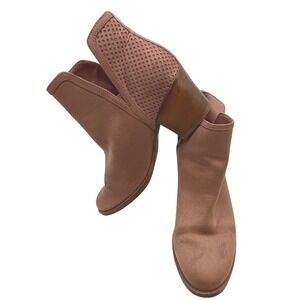 LOFT Outlet Women's Pink Suede Cutout Ankle Boots Block Heel Size‎ 8M